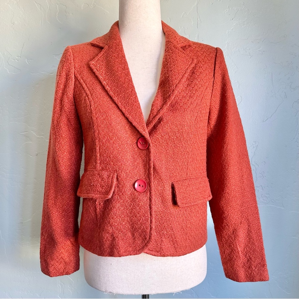 Appleseed's Women's Fall Spice Burnt Orange Blazer Jacket Size 4P EUC Preppy